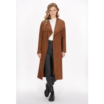 Afbeelding van Dreimaster Trenchcoat, Dames, Maat: 38, Cognac
