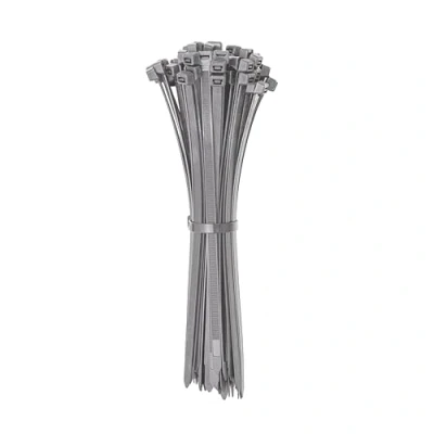 Afbeelding van ERKO Kabelbinders, zilver/grijs, 200 x 3,6 mm, 100 stuks, voor thuis, kantoor, tuin en werkplaats, kabelbeheer, binnen buiten, kort