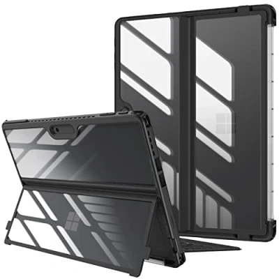 Afbeelding van FINTIE Hybride hoes, compatibel met Microsoft Surface Pro 9 (2022) 13 inch, schokbestendige foliohoes TPU robuust frame fit type cover toetsenbord + originele kickstand, zwart