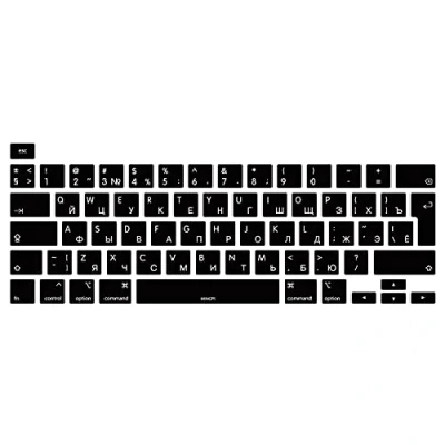 Afbeelding van MiNGFi Russisch Silikon toetsenbordbeschermer compatibel met MacBook Pro 16&quot; M1 (2019+) 13&quot; (2020+) model A2338 A2289 A2251 A2141 EU/ISO toetsenbordindeling zwart