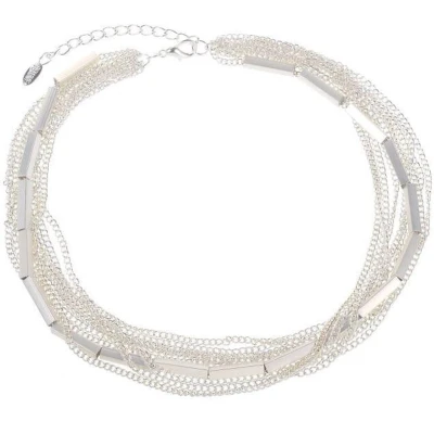 Afbeelding van Behave Korte ketting metaal 40cm lengte zilverkleur 10rijen gourmette schakels