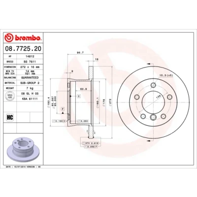 Afbeelding van Brembo Remschijf 08.7725.20