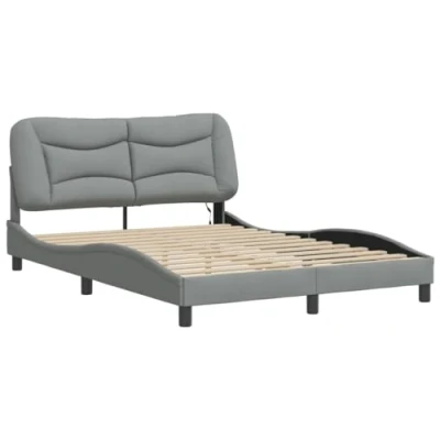 Afbeelding van vidaXL Bedframe met LED verlichting stof lichtgrijs 120x200 cm