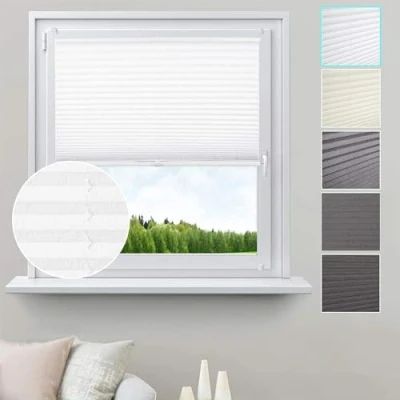 Afbeelding van WOLTU Geplooide jaloezie zonwering ondoorzichtig en verduisterend voor inkijkbescherming, Plisségordijn 65x130cm zonder boren met klembevestiging,Wit PS5575ws
