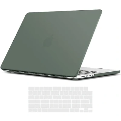 Afbeelding van TECOOL Case Hoes Compatibel met MacBook PRO 14 inch 2023 2021 A2992 A2918 A2779 A2442 M3 M2 M1 Pro/Max, Slim Plastic Harde Koffer Bescherming Mat Hardcase en EU Toetsenbord Cover, nacht groen