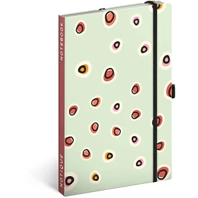 Afbeelding van NOTIQUE notitieboek, gelinieerd met elastiek 13x21cm ca. A5, hardcover notebook, notitieblok, dagboek, dagboek voor volwassenen, dames (punten)