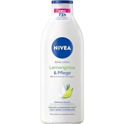 Afbeelding van NIVEA Lemongrass Body Lotion en verzorging, lichaamscrème met diepteverzorging serum voor 72 uur vocht, bodylotion sesamolie verfrissende geur (400 ml)