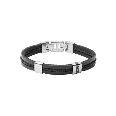 Afbeelding van Fossil JF03686040 Zwart Leder Armband