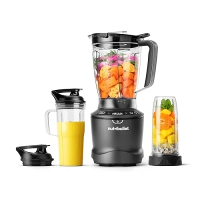 Afbeelding van nutribullet SmartSense Mixer Combo NBF550DG, Kan Met 5 Variabele Snelheden + Puls Functie, 900ml Bekertje en 700ml Handvat Bekertje, Slim Automatisch Cyclus, To Go Deksel, 1500W, Zwart