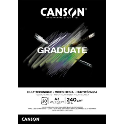 Afbeelding van Tekenblok Canson Graduate Mixed Media black paper A3 20vel 240gr