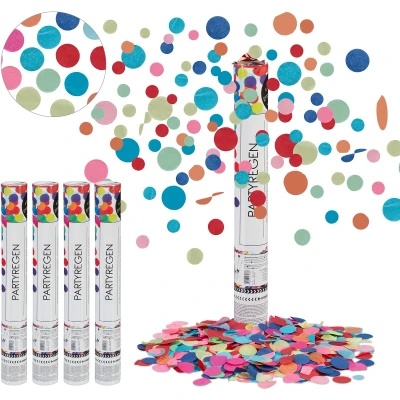 Afbeelding van 5x confetti kanon, 6 8 m effecthoogte, carnaval, verjaardag &amp; bruiloft, papier, party popper 40 cm, gekleurd