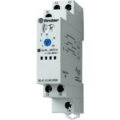 Afbeelding van Finder tijdrelais 17 5 mm breed 1 wisselcontact 16 a 250vac vertraagd afvallend 24 240vac dc 80 41 0 240 0000