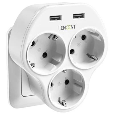 Afbeelding van LENCENT Driehoekige Stopcontacten 4000w, Wandcontactdoosadapter Met 3 Ac En 2 Usb Poorten, Meerdere Opladers Compatibel Mobiel Pad, Gezin, Keuken Kantoor