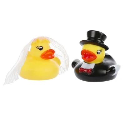 Afbeelding van FunX® Piepende eenden badeenden bruidspaar set van 2 bruid &amp; bruidegom