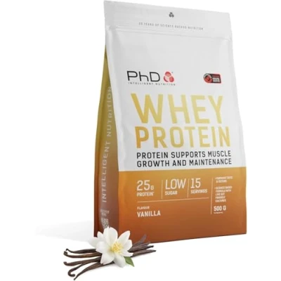 Afbeelding van PhD Nutrition Whey protein Powder 500g Vanilla with 25g informed per serving, enriched well tolerated cultures