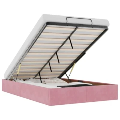 Afbeelding van vidaXL Bedframe zonder matras 120x200 cm fluweel roze