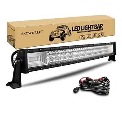 Afbeelding van SKYWORLD 32 inch 405W Gebogen Led lichtbalk met 12V kabelboom, offroad verlichting Rijden Mistlampen Werklichtbalk waterdicht voor 4x4 SUV ATV Auto Vrachtwagens Voertuigen, 6000K wit