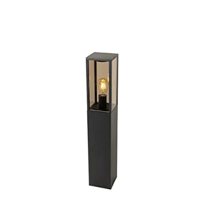 Afbeelding van QAZQA Staande buitenlamp zwart met smoke 80 cm IP44 Charlois
