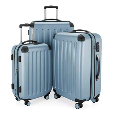 Afbeelding van HAUPTSTADTKOFFER SPREE 3 delige kofferset handbagage 55 cm, middelgrote koffer 65 grote reiskoffer 75 TSA, 4 wielen, Zwembad blauw