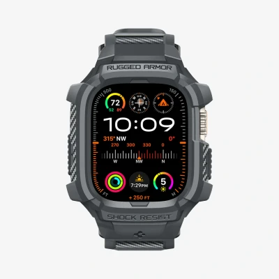 Afbeelding van Spigen Rugged Armor Pro Hoesje en Bandje Geschikt voor Apple Watch Ultra (2) Grijs