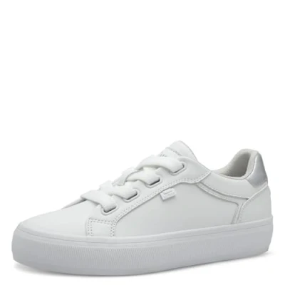 Afbeelding van s.Oliver Platte damessneakers met veters, low top, wit, 38 EU, EU