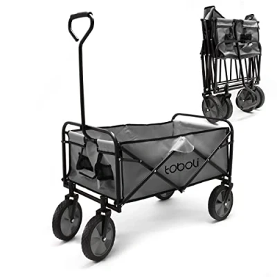 Afbeelding van Toboli opvouwbare bolderkar offroad grijze handkar voor transport tot 100 kg draaglast