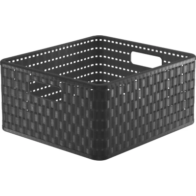 Afbeelding van Rotho Country Opbergdoos 14l in rotan look, Kunststof (PP) BPA vrij, antraciet, (32.8 x 30.0 16.0 cm)