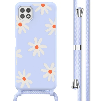 Afbeelding van Samsung Galaxy A22 (5G) Hoesje Siliconen en TPU (zacht) imoshion Softcase/Koordhoesje/Backcover Lila Flower Distance Telefoonhoesje