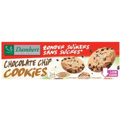 Afbeelding van 3x Damhert Chocolate Chip Cookies Zonder suikers 90 gr