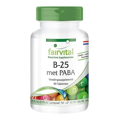 Afbeelding van Fairvital Vitamine B complex met PABA, Vitamin 12 &amp; Foliumzuur VEGAN 90 tabletten voedingssupplement choline en inositol