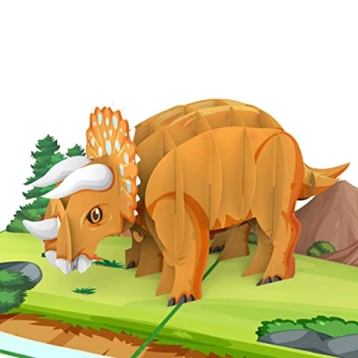 Afbeelding van MOKIO® Pop Up Kaart Triceratops Dinosaurus 3D Dino wenskaart voor een verjaardag, Verjaardagskaart meisjes en jongens