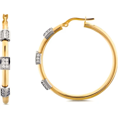 Afbeelding van Juwelier Zwartevalk 14 karaat gouden bicolor oorbellen met zirkonia 12.340/37mm