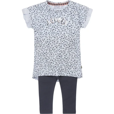 Afbeelding van Dirkje jurk + legging met all over print blauw