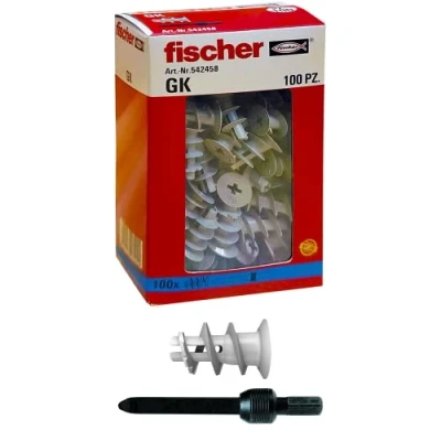 Afbeelding van Fischer, 542458, 100 GK pluggen, speciaal voor gipsplaat, inclusief montagetoebehoren