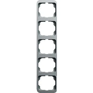 Afbeelding van Abb busch jaeger alpha afdekraam voor inbouwschakelaar 5 voudig vertikaal titanium 2cka001754a4399