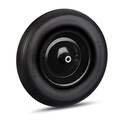 Afbeelding van Relaxdays kruiwagenwiel anti lek 4.80 4.00 8 adapters stalen velg reservewiel as zwart