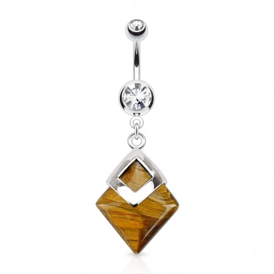 Afbeelding van Navelpiercing Tiger Eyes steen hanger