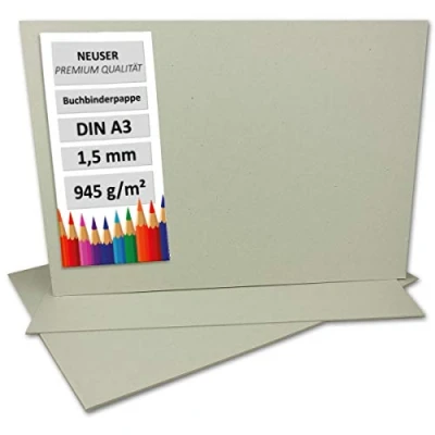 Afbeelding van Boekbinding, Karton, A3/A4, 1,5 mm, extra sterk kartonnen verpakking van 10 DIN A3 grijs/bruin mm