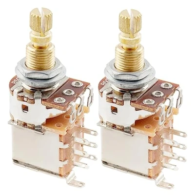 Afbeelding van Musiclily Pro Brass Full Metric Split Shaft B500K Lineaire push Potmeter voor Elektrische Gitaar en Basgitaar (2 Stuks)