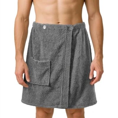 Afbeelding van JEMIDI Heren sauna badstof kilt sarong M XXL antraciet 100% katoen saunakilt saunahanddoek (heren zonder borduursel)