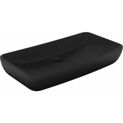 Afbeelding van vidaXL Wastafel rechthoekig 71x38 cm keramiek matzwart