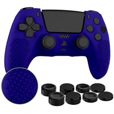 Afbeelding van MyGadget Siliconen hoes voor PS5 controller, met 8 toetsen thumbsticks (2 paar hoog / 2 lage paar), beschermhoes Playstation 5 Dualsense Wireless in paars