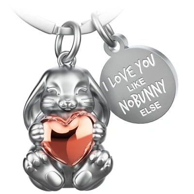 Afbeelding van FABACH haas sleutelhanger Bunny met hart geluksbrenger geschenken vriendin partner liefde koppels jubileum I love you like nobunny else, goud, 1, Modern