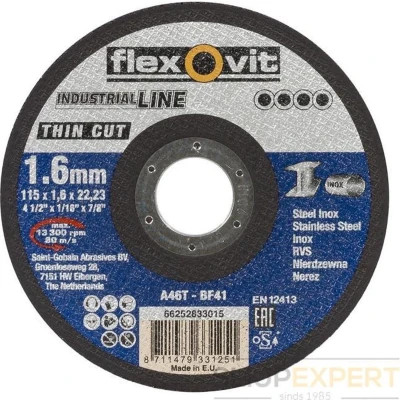Afbeelding van Flexovit Doorslijpschijf A46 T Bf 41 Thin Cut 115X1.6X22.2