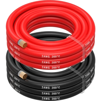 Afbeelding van MMOBIEL 2 AWG Siliconen Elektrische Draad Gauge (33,6mm²) Vertinde Koperkabel Aparte Draden Rood &amp; Zwart Elk 2,5 m voor Koelkasten, Airconditioners, Autobatterijen, Lasbatterijen
