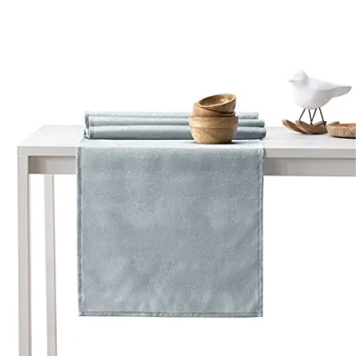 Afbeelding van AmeliaHome Tafelloper 30 x 80 cm, waterafstotend, lotuseffect, slangenhuidpatroon, zilver Vesta