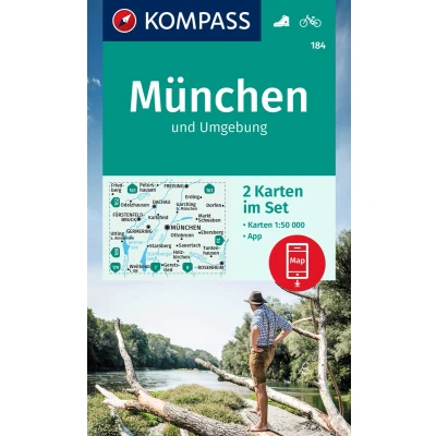 Afbeelding van KOMPASS Wanderkarten Set 184 München und Umgebung (2 Karten) 1:50.000: markierte Wanderwege, Fahrradwege, Skitouren, Langlaufen