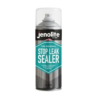 Afbeelding van JENOLITE Stop Leak Afdichtmiddelspray HELDER Waterdichte kit Vult, sluit af en stopt lekken Dakgoten, platte daken, regenpijpen, ramen 400 ml