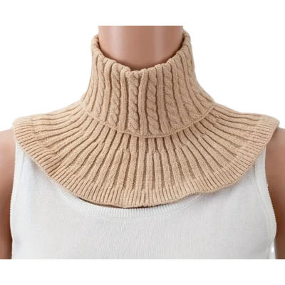 Afbeelding van Colkraag gebreide look khaki colkraagje coltrui kraag losse