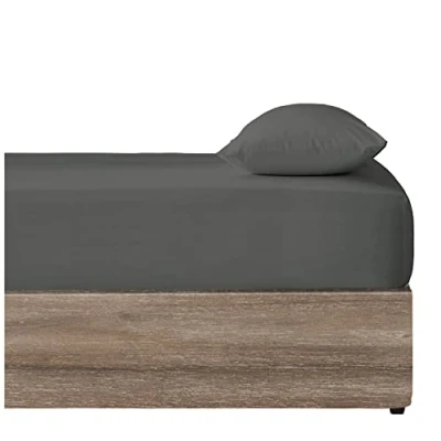 Afbeelding van Kingsize hoeslaken houtskool effen beddengoed laken met elastische hoek polyester stof